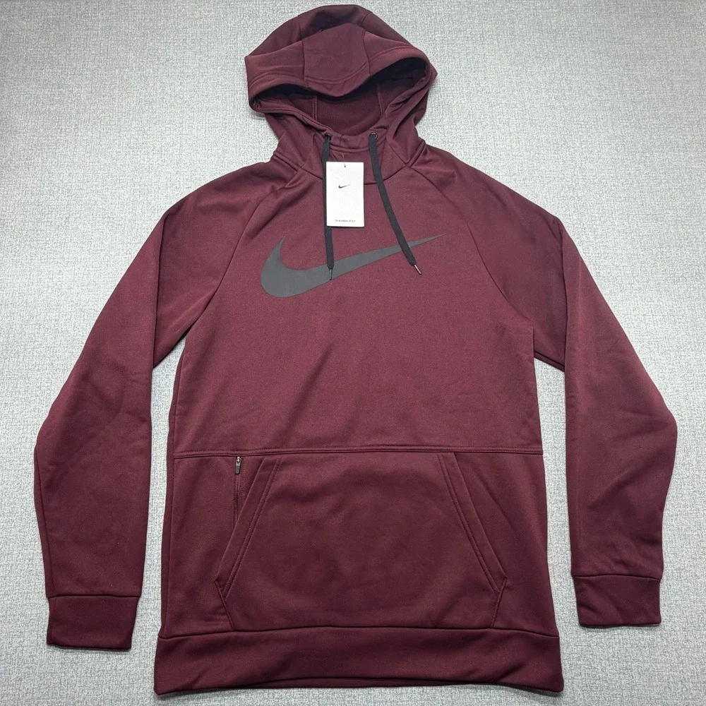 Nike Mens Therma-FIT Pullover Swoosh Hoodie Burgundy Small NWT